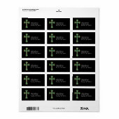 Christelijk kruis met "Emerald" Stones Etiket (Full Sheet)