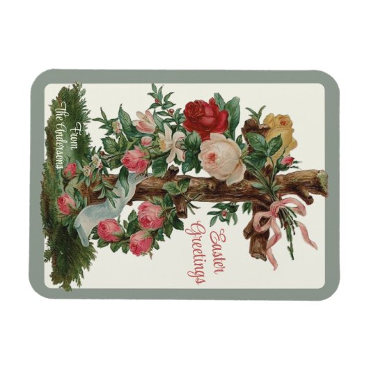  Christelijk Kruis met Flowers Custom Easter Magneet (Horizontaal)