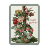  Christelijk Kruis met Flowers Custom Easter Magneet (Verticaal)
