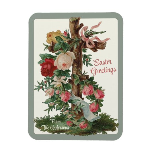  Christelijk Kruis met Flowers Custom Easter Magneet (Verticaal)