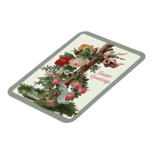  Christelijk Kruis met Flowers Custom Easter Magneet (Linkerzijde)