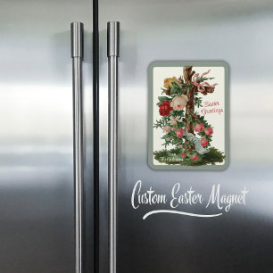  Christelijk Kruis met Flowers Custom Easter Magneet