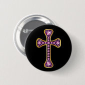 Christelijk kruis met "Garnet"-stenen Ronde Button 5,7 Cm (Voorkant /achterkant)