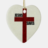 Christelijk kruis met Jezus Saves Keramisch Ornament (Rechts)