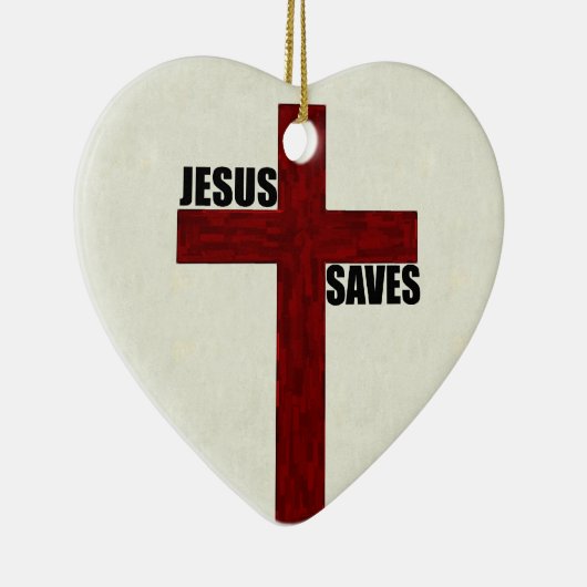 Christelijk kruis met Jezus Saves Keramisch Ornament (Rechts)