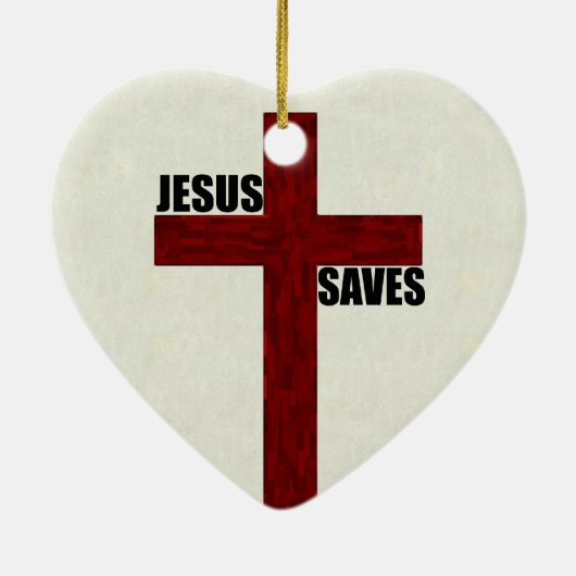 Christelijk kruis met Jezus Saves Keramisch Ornament (Achterkant)