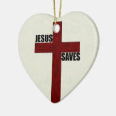 Christelijk kruis met Jezus Saves Keramisch Ornament (Links)