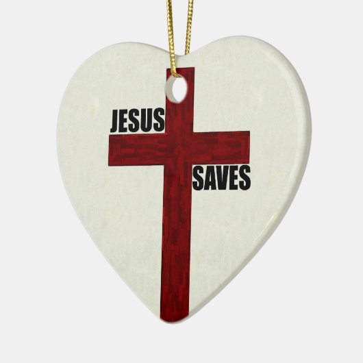 Christelijk kruis met Jezus Saves Keramisch Ornament (Links)