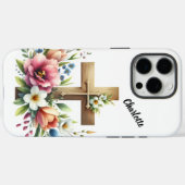 Christelijk kruis met levendige bloemschikken Case-Mate iPhone case (Achterkant (horizontaal))