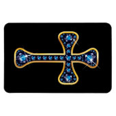 Christelijk kruis met "Sapphire" Stones Magneet (Horizontaal)