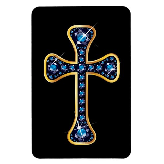 Christelijk kruis met "Sapphire" Stones Magneet (Verticaal)