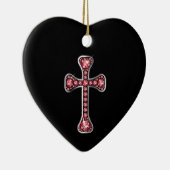 Christelijk Kruis met Stenen "Ruby" Keramisch Ornament (Rechts)