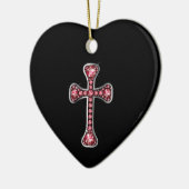 Christelijk Kruis met Stenen "Ruby" Keramisch Ornament (Links)
