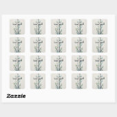 Christelijk kruis met waterverf takken sticker (Vel)
