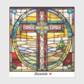 Christelijk Kruis Nep Gebrandschilderde Sticker (Vel)