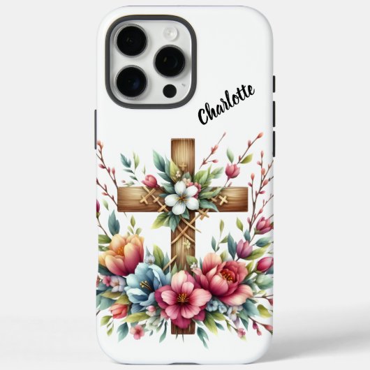 Christelijk kruis omcirkeld met kunstzinnige lente Case-Mate iPhone case (Achterkant)