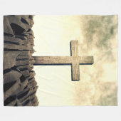 Christelijk kruis op bergen fleece deken (Voorkant (Horizontaal))