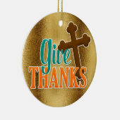 Christelijk Kruis op Goud Geef Bedankt Keramisch Ornament (Rechts)