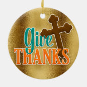 Christelijk Kruis op Goud Geef Bedankt Keramisch Ornament (Achterkant)