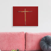 Christelijk Kruis op Helderrood Canvas Afdruk (Insitu (Woonkamer))