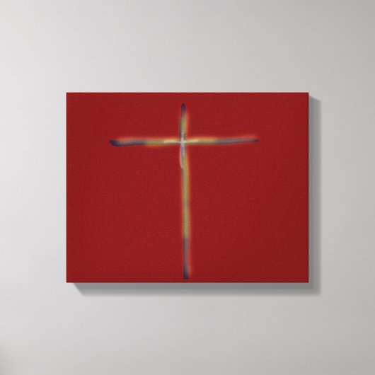Christelijk Kruis op Helderrood Canvas Afdruk (Voorkant)