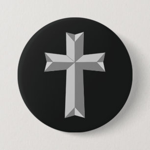 Christelijk kruis origami ronde button 7,6 cm