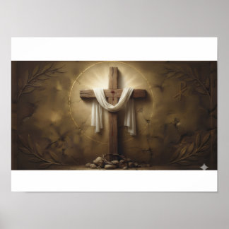 Christelijk Kruis Poster | Rustiken Houten Kruis M