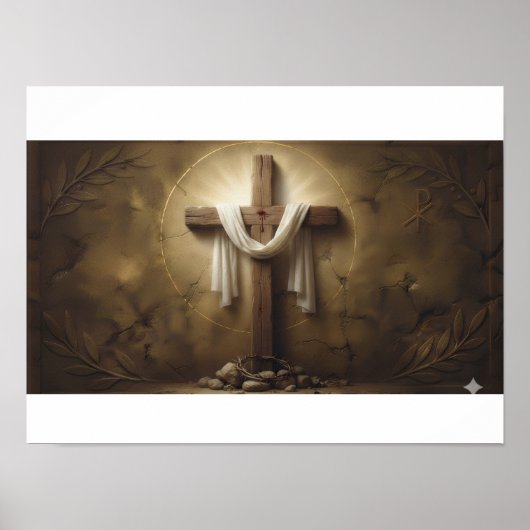 Christelijk Kruis Poster | Rustiken Houten Kruis M (Voorkant)
