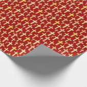Christelijk Kruis rood en goudkleurig elegant Cadeaupapier (Hoek)