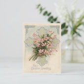 Christelijk Kruis Roze Madeliefje Briefkaart (Staand voorkant)