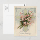 Christelijk Kruis Roze Madeliefje Briefkaart (Voorkant / Achterkant)