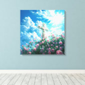 Christelijk Kruis & Rozen op de heuvel Heilige Gee Canvas Afdruk (Insitu (Houten vloer))