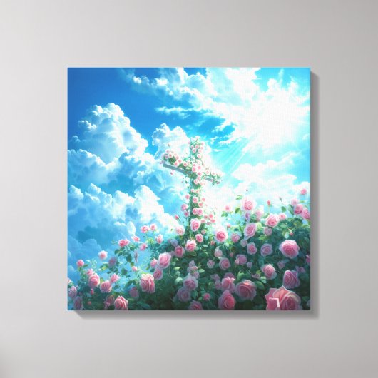 Christelijk Kruis & Rozen op de heuvel Heilige Gee Canvas Afdruk (Voorkant)