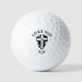 Christelijk kruis rustiek monogram vers zwart golfballen (Voorkant)