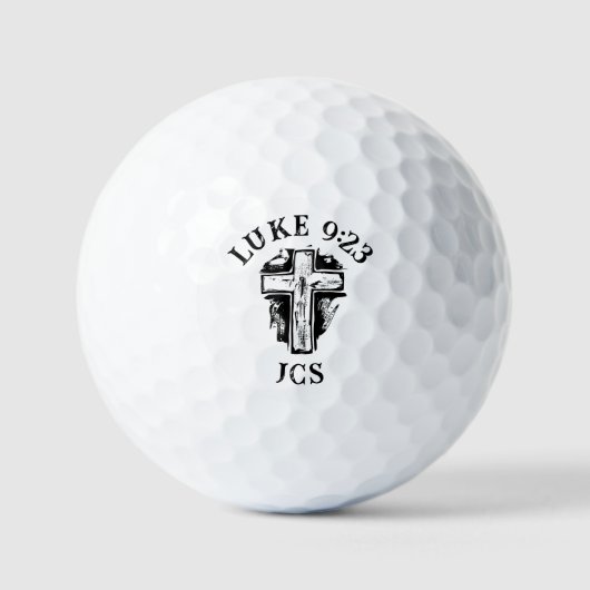 Christelijk kruis rustiek monogram vers zwart golfballen (Voorkant)