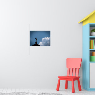 Christelijk Kruis Silhouet Tegen Blauwe Lucht Poster
