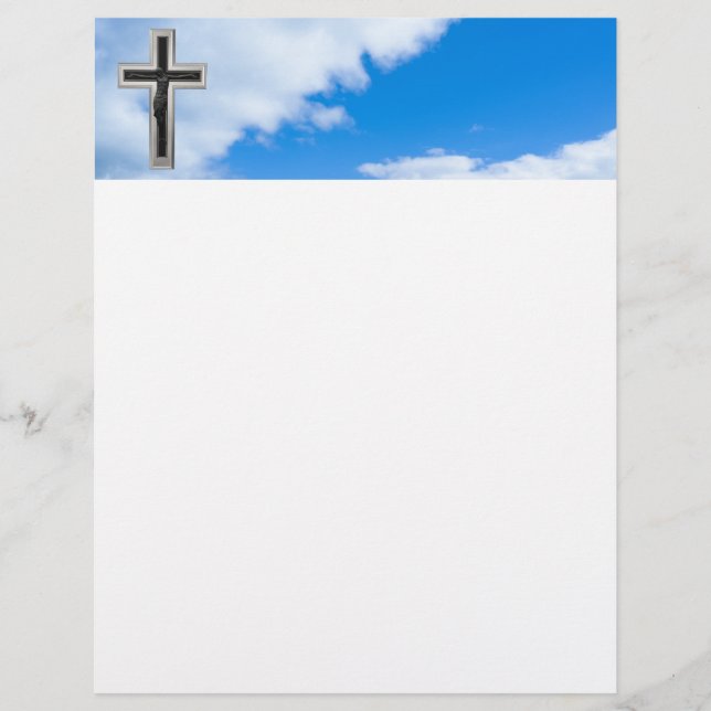 Christelijk kruis tegen blauwe achtergrond (Voorkant)