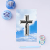 Christelijk kruis tegen blauwe achtergrond flyer (Enkel)