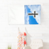 Christelijk kruis tegen blauwe achtergrond spandoek (Insitu)