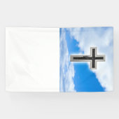 Christelijk kruis tegen blauwe achtergrond spandoek (Horizontaal)
