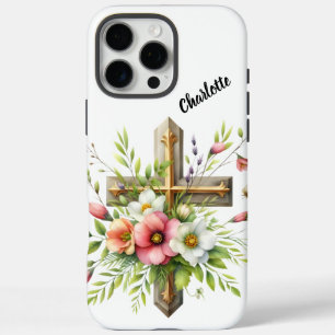Christelijk Kruis Uitgelicht door Bloemrijke Lente iPhone 16 Pro Max Hoesje