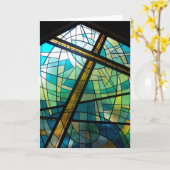 Christelijk Kruis van Jezus Glas in lood Kerk Kaar Kaart (Gele Bloem)