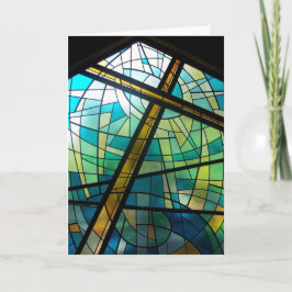 Christelijk Kruis van Jezus Glas in lood Kerk Kaar Kaart