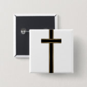 Christelijk kruis vierkante button 5,1 cm (Voorkant /achterkant)