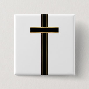Christelijk kruis vierkante button 5,1 cm