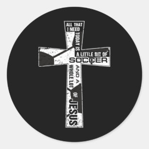 Christelijk Kruis Voetbal Kunst Alles Wat Ik Nodig Ronde Sticker