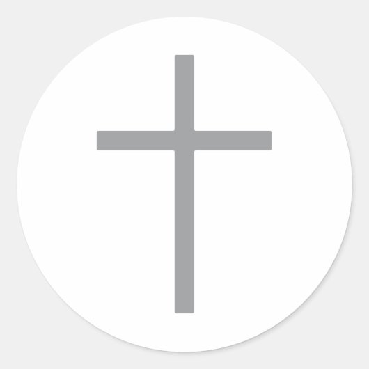 Christelijk kruis zilveren ronde sticker (Voorkant)