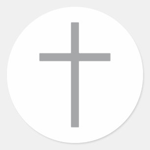 Christelijk kruis zilveren ronde sticker