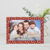 Christelijk kruisaangepast fotoscript, rood Kerstm Feestdagenkaart (Staand voorkant)