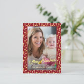 Christelijk kruisaangepast fotoscript, rood Kerstm Feestdagenkaart (Staand voorkant)